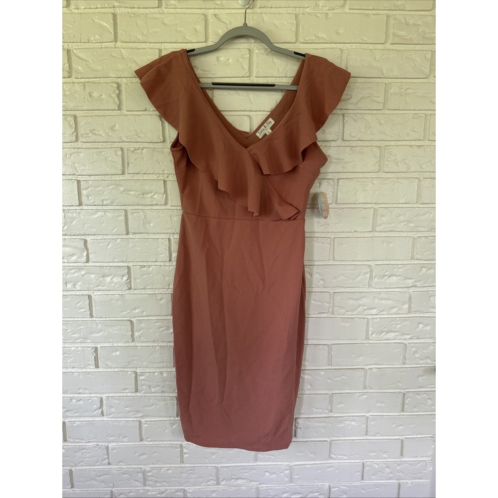 Jolie & Joy NWT Size‎ Large Ruffle Midi Dusty Rose Wedding Guest Dress